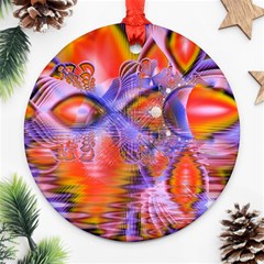 Crystal Star Dance, Abstract Purple Orange Round Ornament (Two Sides) from ArtsNow.com Back