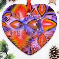 Crystal Star Dance, Abstract Purple Orange Heart Ornament (Two Sides) from ArtsNow.com Front