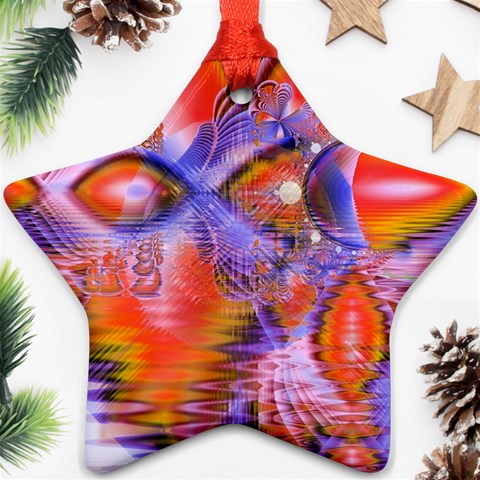 Crystal Star Dance, Abstract Purple Orange Star Ornament (Two Sides) from ArtsNow.com Back