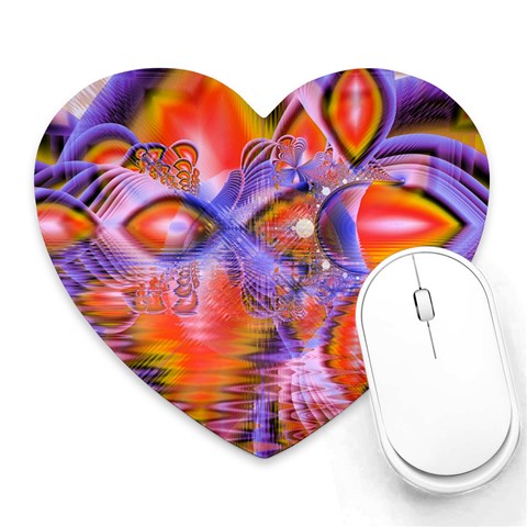 Crystal Star Dance, Abstract Purple Orange Mouse Pad (Heart) from ArtsNow.com Front