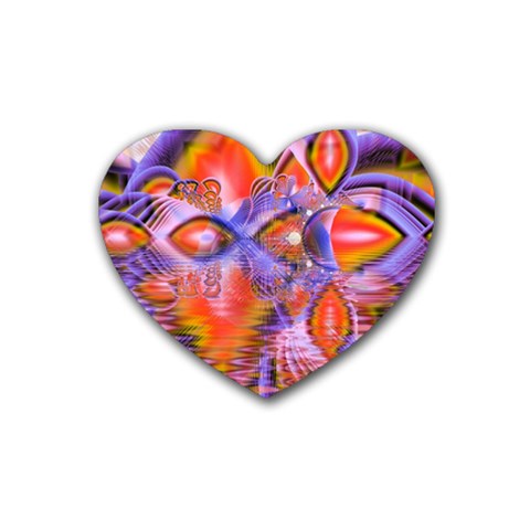 Crystal Star Dance, Abstract Purple Orange Drink Coasters (Heart) from ArtsNow.com Front