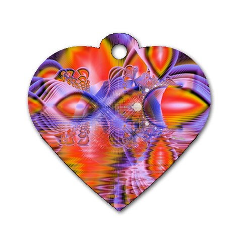 Crystal Star Dance, Abstract Purple Orange Dog Tag Heart (One Sided)  from ArtsNow.com Front