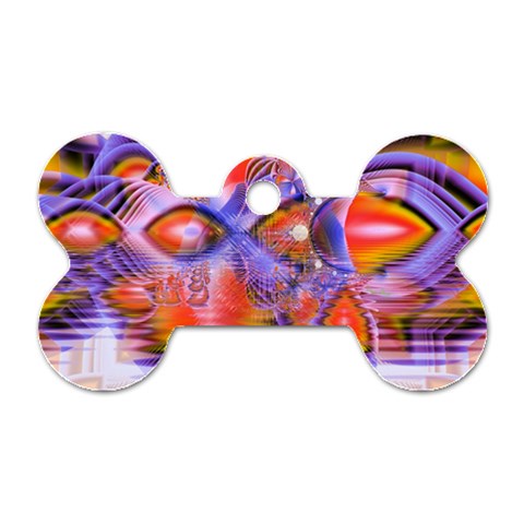 Crystal Star Dance, Abstract Purple Orange Dog Tag Bone (One Sided) from ArtsNow.com Front