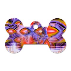 Crystal Star Dance, Abstract Purple Orange Dog Tag Bone (Two Sided) from ArtsNow.com Back