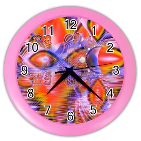 Crystal Star Dance, Abstract Purple Orange Wall Clock (Color) from ArtsNow.com Front