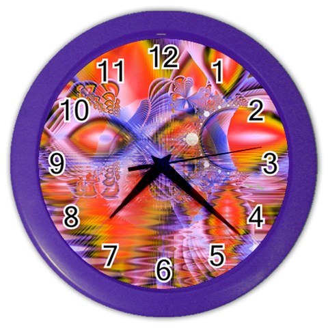 Crystal Star Dance, Abstract Purple Orange Wall Clock (Color) from ArtsNow.com Front