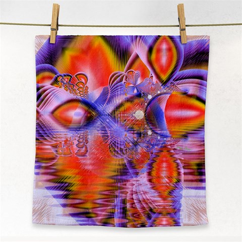 Crystal Star Dance, Abstract Purple Orange Face Towel from ArtsNow.com Front