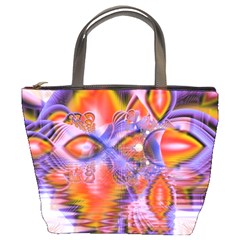 Crystal Star Dance, Abstract Purple Orange Bucket Handbag from ArtsNow.com Front