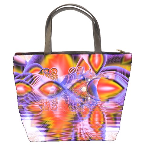 Crystal Star Dance, Abstract Purple Orange Bucket Handbag from ArtsNow.com Back