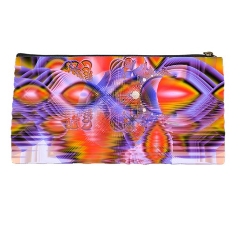 Crystal Star Dance, Abstract Purple Orange Pencil Case from ArtsNow.com Back