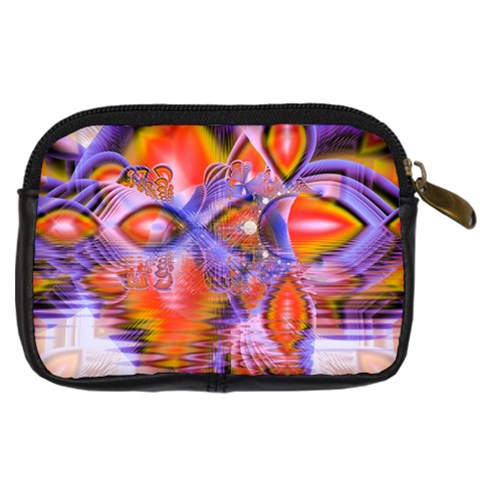 Crystal Star Dance, Abstract Purple Orange Digital Camera Leather Case from ArtsNow.com Back