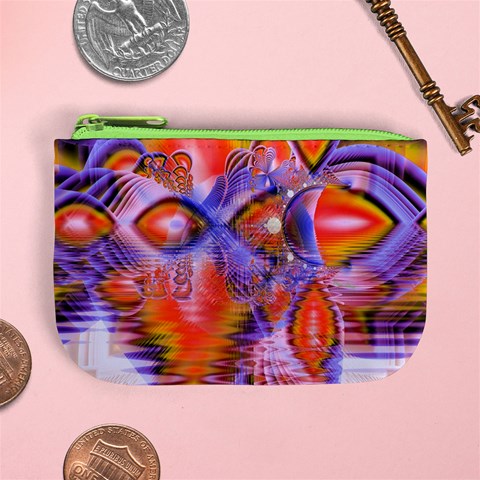 Crystal Star Dance, Abstract Purple Orange Coin Change Purse from ArtsNow.com Front