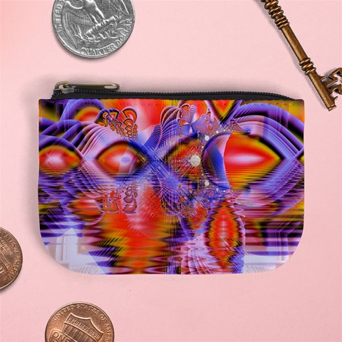 Crystal Star Dance, Abstract Purple Orange Coin Change Purse from ArtsNow.com Front