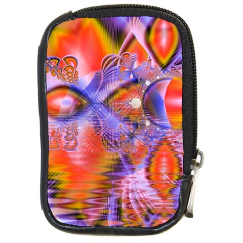 Crystal Star Dance, Abstract Purple Orange Compact Camera Leather Case from ArtsNow.com Front