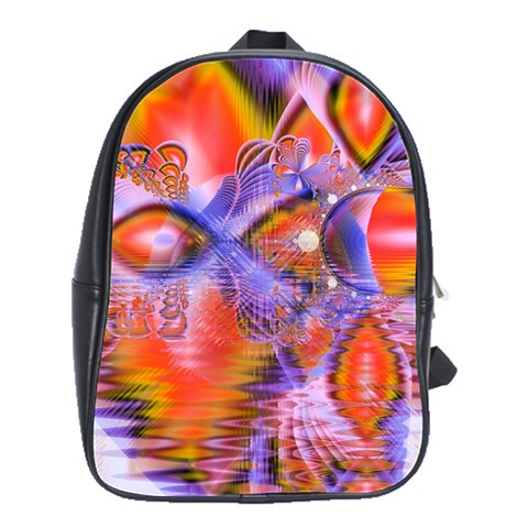 Crystal Star Dance, Abstract Purple Orange School Bag (Large) from ArtsNow.com Front