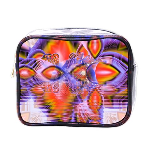 Crystal Star Dance, Abstract Purple Orange Mini Travel Toiletry Bag (One Side) from ArtsNow.com Front