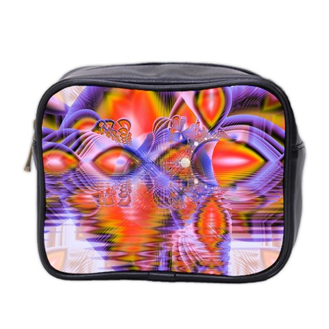 Crystal Star Dance, Abstract Purple Orange Mini Travel Toiletry Bag (Two Sides) from ArtsNow.com Front