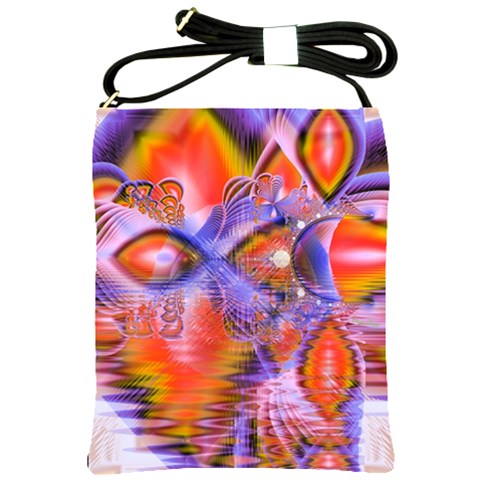 Crystal Star Dance, Abstract Purple Orange Shoulder Sling Bag from ArtsNow.com Front