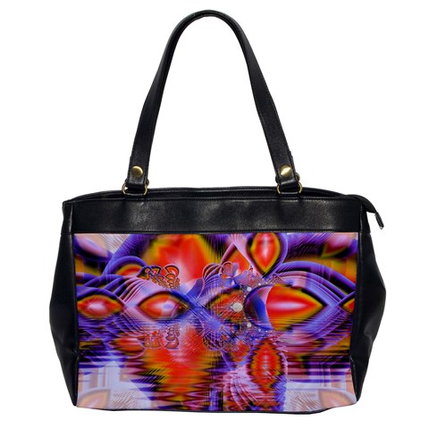 Crystal Star Dance, Abstract Purple Orange Oversize Office Handbag (One Side) from ArtsNow.com Front