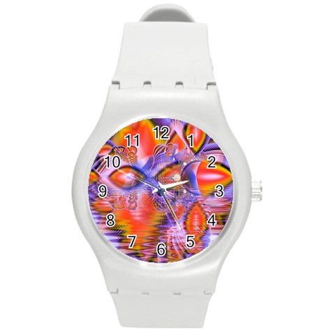 Crystal Star Dance, Abstract Purple Orange Plastic Sport Watch (Medium) from ArtsNow.com Front