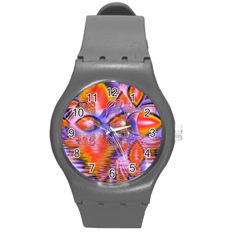 Crystal Star Dance, Abstract Purple Orange Plastic Sport Watch (Medium) from ArtsNow.com Front