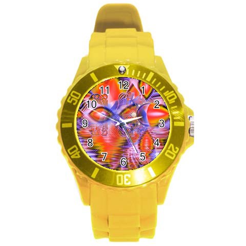 Crystal Star Dance, Abstract Purple Orange Plastic Sport Watch (Large) from ArtsNow.com Front