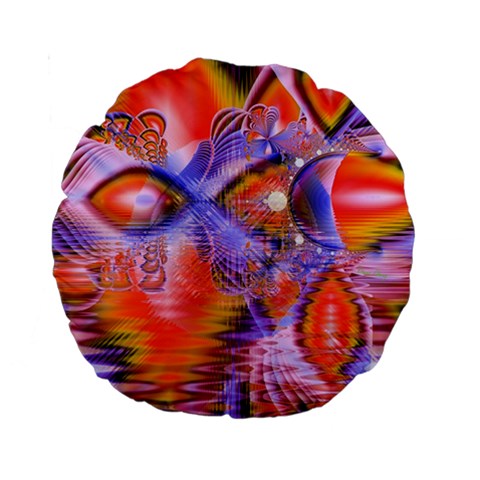 Crystal Star Dance, Abstract Purple Orange 15  Premium Round Cushion  from ArtsNow.com Back