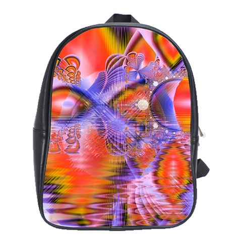 Crystal Star Dance, Abstract Purple Orange School Bag (XL) from ArtsNow.com Front