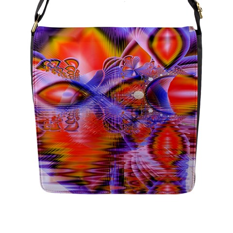 Crystal Star Dance, Abstract Purple Orange Flap Closure Messenger Bag (Large) from ArtsNow.com Front