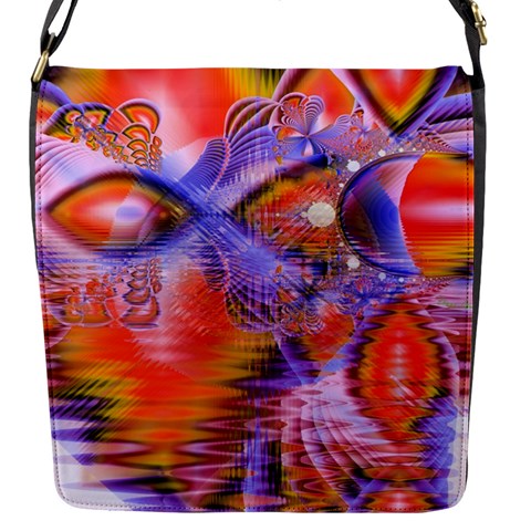 Crystal Star Dance, Abstract Purple Orange Flap Closure Messenger Bag (Small) from ArtsNow.com Front