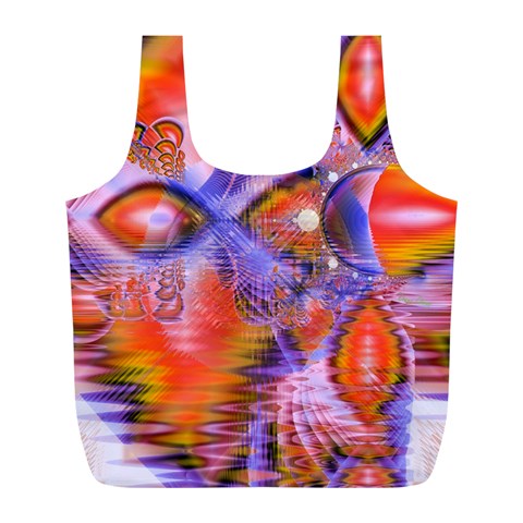 Crystal Star Dance, Abstract Purple Orange Reusable Bag (L) from ArtsNow.com Front