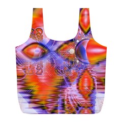 Crystal Star Dance, Abstract Purple Orange Reusable Bag (L) from ArtsNow.com Back