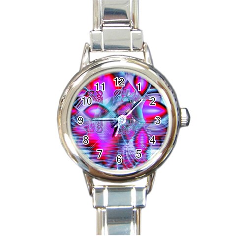 Crystal Northern Lights Palace, Abstract Ice  Round Italian Charm Watch from ArtsNow.com Front