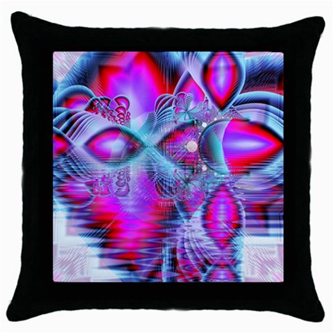 Crystal Northern Lights Palace, Abstract Ice  Black Throw Pillow Case from ArtsNow.com Front