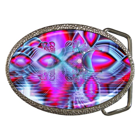 Crystal Northern Lights Palace, Abstract Ice  Belt Buckle (Oval) from ArtsNow.com Front