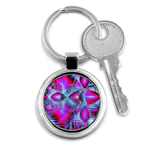 Crystal Northern Lights Palace, Abstract Ice  Key Chain (Round) from ArtsNow.com Front