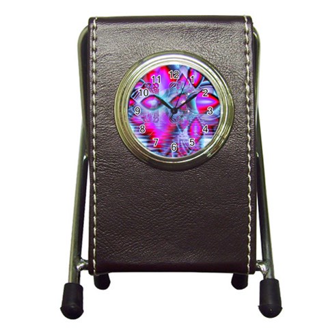 Crystal Northern Lights Palace, Abstract Ice  Stationery Holder Clock from ArtsNow.com Front