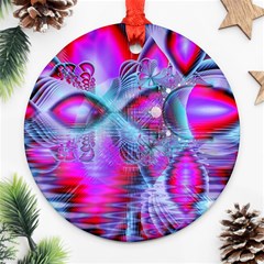 Crystal Northern Lights Palace, Abstract Ice  Round Ornament (Two Sides) from ArtsNow.com Front