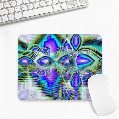 Abstract Peacock Celebration, Golden Violet Teal Small Mouse Pad (Rectangle) from ArtsNow.com Front