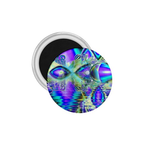 Abstract Peacock Celebration, Golden Violet Teal 1.75  Button Magnet from ArtsNow.com Front