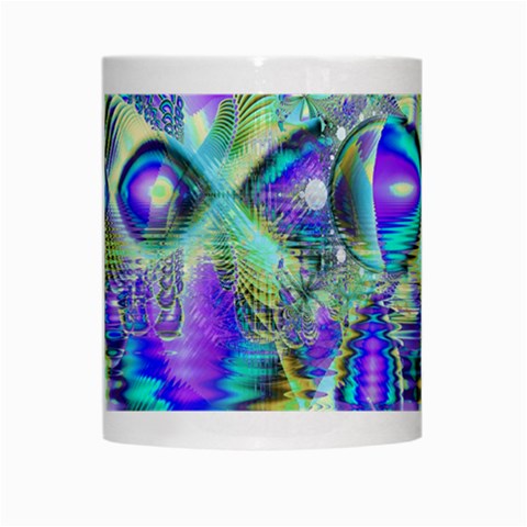 Abstract Peacock Celebration, Golden Violet Teal White Coffee Mug from ArtsNow.com Center