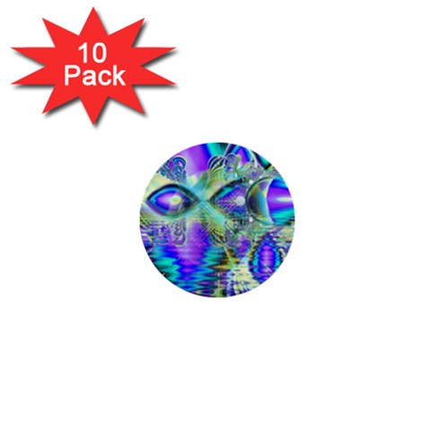 Abstract Peacock Celebration, Golden Violet Teal 1  Mini Button (10 pack) from ArtsNow.com Front