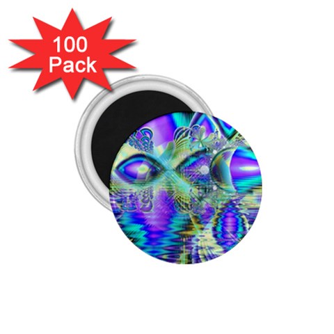 Abstract Peacock Celebration, Golden Violet Teal 1.75  Button Magnet (100 pack) from ArtsNow.com Front