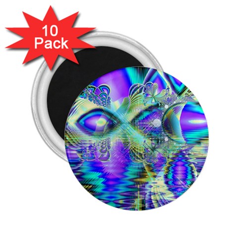 Abstract Peacock Celebration, Golden Violet Teal 2.25  Button Magnet (10 pack) from ArtsNow.com Front