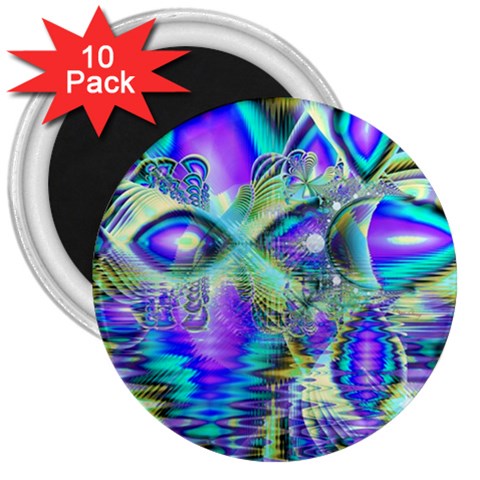 Abstract Peacock Celebration, Golden Violet Teal 3  Button Magnet (10 pack) from ArtsNow.com Front