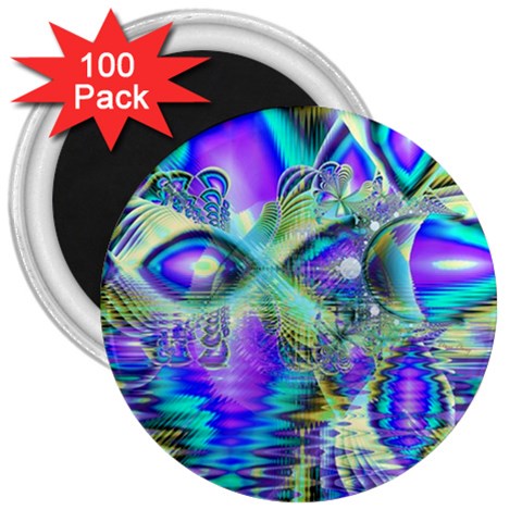 Abstract Peacock Celebration, Golden Violet Teal 3  Button Magnet (100 pack) from ArtsNow.com Front