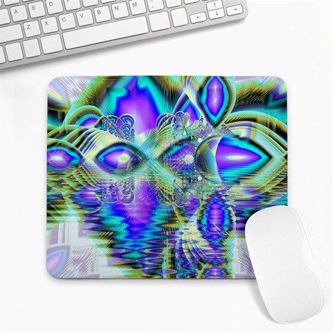 Abstract Peacock Celebration, Golden Violet Teal Large Mouse Pad (Rectangle) from ArtsNow.com Front