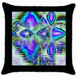 Abstract Peacock Celebration, Golden Violet Teal Black Throw Pillow Case