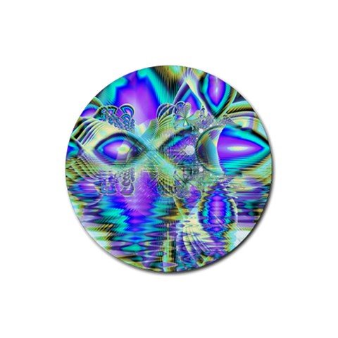 Abstract Peacock Celebration, Golden Violet Teal Drink Coasters 4 Pack (Round) from ArtsNow.com Front