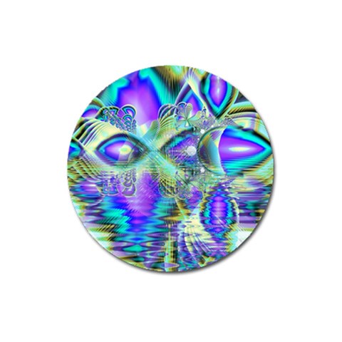 Abstract Peacock Celebration, Golden Violet Teal Magnet 3  (Round) from ArtsNow.com Front